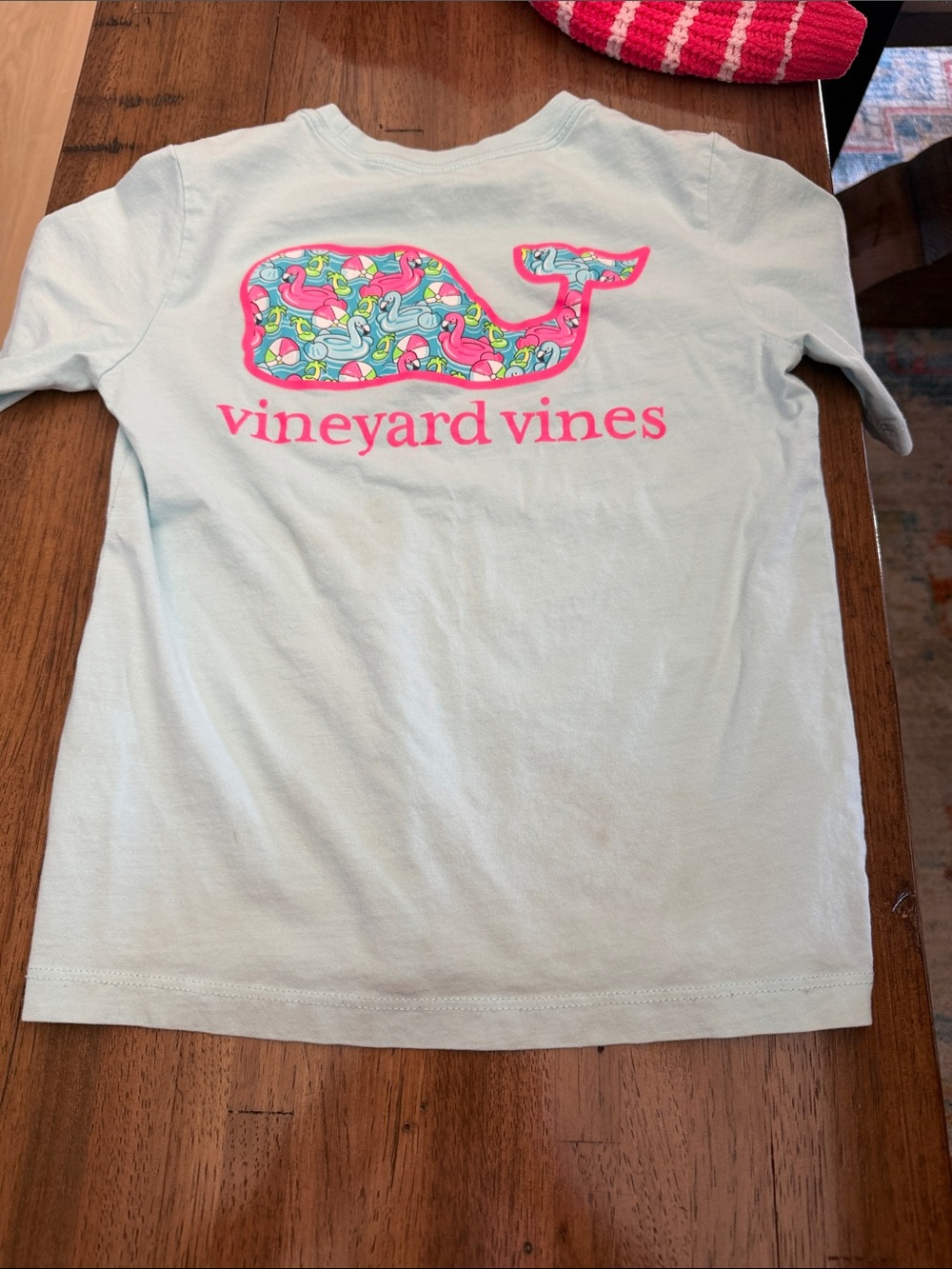 Vineyard Vines Mint Tee with Pink-Accent Patterned Whale